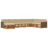 vidaXL Set de canapele de exterior cu pernă 8 pcs Natural și Bej 3383711