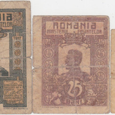 ROMANIA 10 BANI 1917, 25 BANI 1917, 50 BANI 1917 Ferdinand UZATE