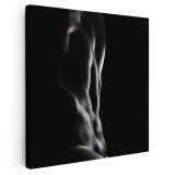 Tablou canvas nud barbat bust pe fundal negru, alb, negru 1326 Tablou canvas pe panza CU RAMA 60x60 cm