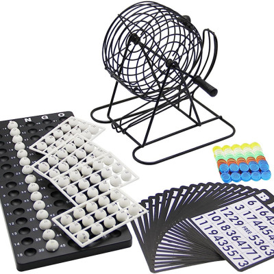 Joc bingo flippy, din metal, 75 bile albe, portabil, 21 x 21 cm, negru foto