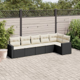 vidaXL Set mobilier de grădină cu perne, 6 piese, negru, poliratan 3251323