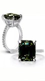 Noutate! Inel argint 925 placat rodiu cu moissanit , diamant de sinteza!!!verde