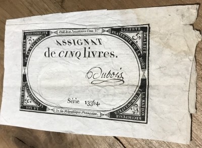 STR01 Franta Asignata Assignata 1793 5 Livres foto