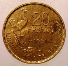 1.671 FRANTA 20 FRANCS FRANCI 1951 B 4 PENE G. GUIRAUD foto