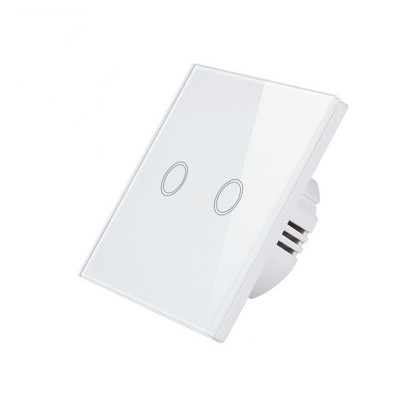 Intrerupator Smart Touch Techstar&amp;reg;, Wireless 2.4GHz, Sticla Securizata, Design Modern, Iluminare LED, 2 Faze, Alb foto