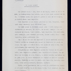 GEO BOGZA - UN PISOI OPARIT - ARTICOL PENTRU ZIAR , DACTILOGRAFIAT , CU CORECTURILE, MODIFICARILE SI ADAUGIRILE OLOGRAFE ALE AUTORULUI , 1937