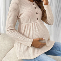 Bluza cu volan si nasturi, Maternity, crem, dama