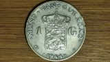 Curacao -moneda de argint rara an unic- 1 gulden 1944 D -Wilhelmina- tiraj 500k, America Centrala si de Sud
