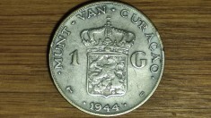Curacao -moneda de argint rara an unic- 1 gulden 1944 D -Wilhelmina- tiraj 500k foto