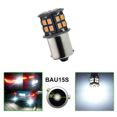 LED 30 SMD BAU15S PY21W 1156 Canbus Lampa Becuri Lumini Alb 12V 24V foto