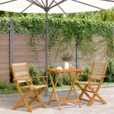 vidaXL Set mobilier bistro, 3 piese, bej, polipropilenă și lemn masiv 3281807