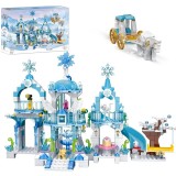 Blocuri de constructie educationale, Castel Printese Albastru COGO Friends, 477 Piese,+6ani