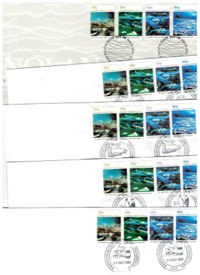 Australian Antarctic 1989 - Picturi, peisaje, lot 5 plicuri FDC foto