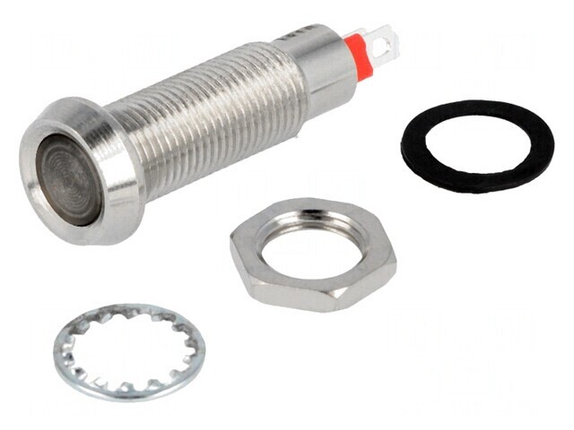 Lampă de control LED galbenă 24VDC IP67 alamă &Oslash;8,1mm