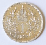 AUSTRIA 1 COROANA 1912 KRONE KORONA ARGINT AUNC UNC ( VA ROG CITITI ENUNTUL DESCRIEREA )