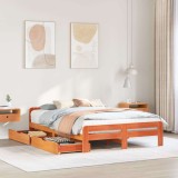 vidaXL Cadru de pat fără saltea, maro ceruit 150x200 cm lemn masiv pin 3309037