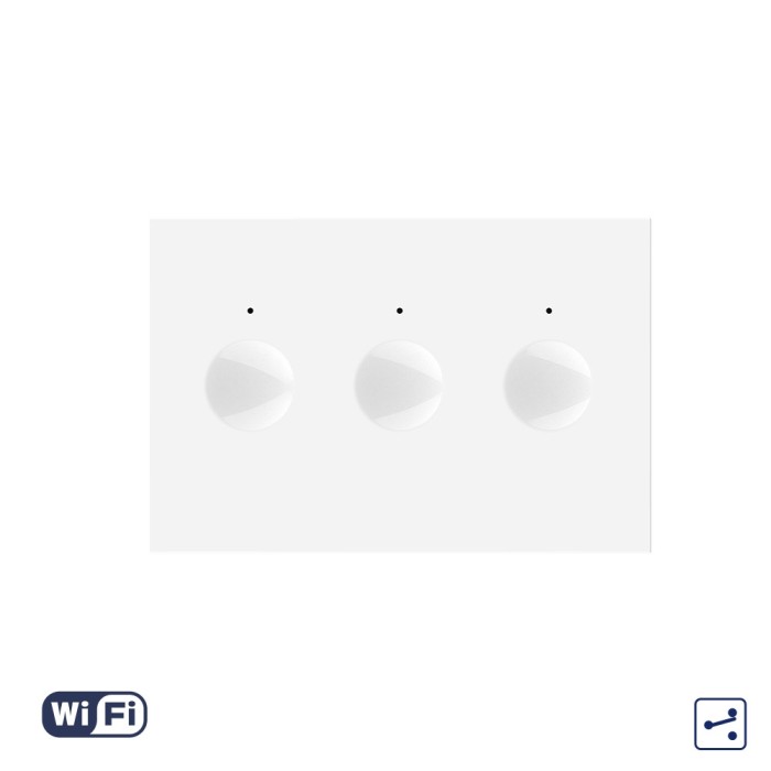 Modul Intrerupator Triplu Cap Scara / Cruce Wi-Fi cu Touch LIVOLO, standard italian &ndash; Serie Noua, Alb SmartElectro IntelligentHouse