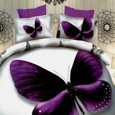 Lenjerie de pat digital print 3D (PURPLE BUTTERFLY) foto