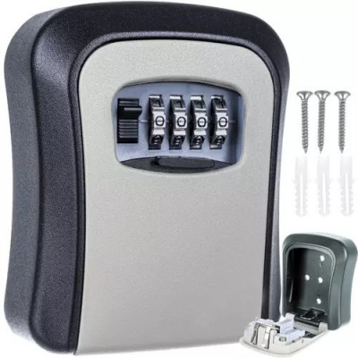 Seif depozitare chei, cod siguranta, 4 cifre, metal/plastic, 12x9x4cm, negru/gri foto