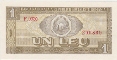 ROMANIA RSR 1 leu 1966 UNC foto