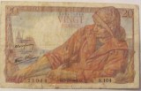 Cumpara ieftin CY - 20 francs franci 07 octombrie 1943 Franta WWII / circulata / data RARUTA la acest nominal
