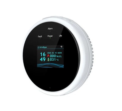 Senzor detector de gaz Wi-Fi, pentru detectare scurgere de gaze, Smart Control, Display LCD, Semnal luminos si acustic, Culoare Alb foto