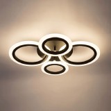 Cumpara ieftin Lustra LED 80W, 4 cercuri maro, telecomanda, lumina rece/calda/neutra, intensitate reglabila