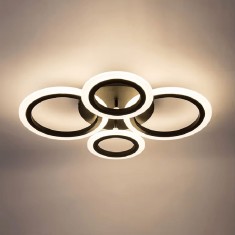 Lustra LED 80W, 4 cercuri maro, telecomanda, lumina rece/calda/neutra, intensitate reglabila