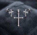 Cumpara ieftin Set Bijuterii din Argint 925 , zGothic Grace, - Pandantiv E i Cercei Cruce cu Zirconiu
