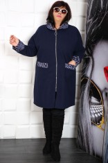 Jacheta cu guler din stofa Eva bleumarin - 56Marimea