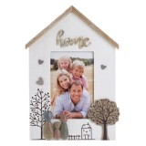Rama foto din lemn alb casa copac familie inimi &amp;quot;home&amp;quot; 19.5x28cm