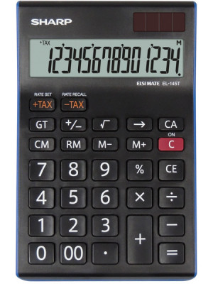 Calculator De Birou, 14 Digits, 176 X 112 X 13 Mm, Dual Power, Sharp El-145tbl - Negru foto