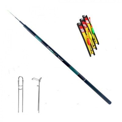 Set undiță telescopică 5.4m fibră, linie echilibrată si suport foto