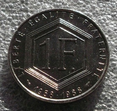 P1. Franta 1 franc 1988 Charles de Gaulle aUNC / UNC ** foto
