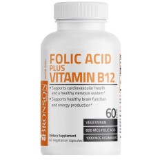 Acid Folic 800 mcg cu Vitamina B12 1000 mcg 60 capsule Bronson