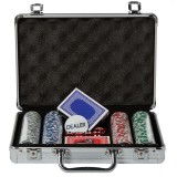 Set poker Deluxe Poker Set, 200 jetoane, geanta diplomat inclusa