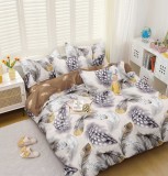 Cumpara ieftin Lenjerie Pat Crafted Fx038, Bumbac, 4 Piese, Fara Elastic, Alb, Imprimeu, Maro