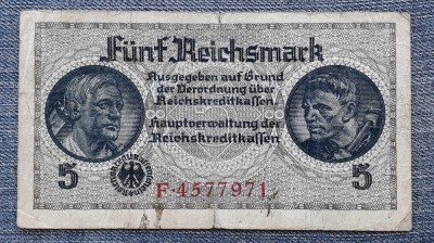 5 ReichsMark ND (1940-1945) Germania / mark seria 4577971 foto