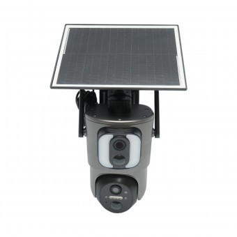 Camera supraveghere cu lentila duala 6MP, 4G, WIFI 2.4 GHz cu panou solar, baterie 13500 mAh, PTZ control, senzor miscare, detectie umana PIR, smart I foto