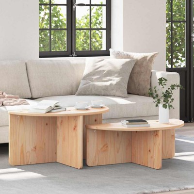 vidaXL Masă de cafea 2 pcs natural 79 x 39.5 x 40 cm Lemn masiv de pin 873535 foto