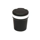 Scrumiera auto universala cu fund ceramic, LED albastru, negru-argintiu