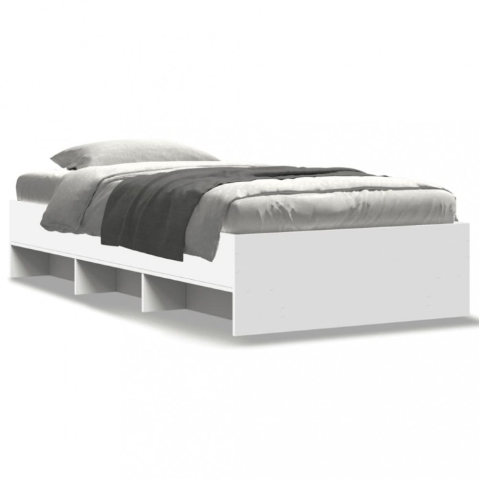 vidaXL Cadru de pat, alb, 90x190 cm, lemn prelucrat