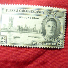Timbru Turks & Caicos Isl. colonie britanica 1946 Rege George VI ,2p