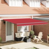 vidaXL Marchiză automată retractabilă roșie 400x300 cm