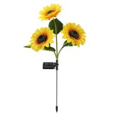 Lamp&Auml; solar&Auml; led pentru gr&Auml;din&Auml;, model floarea-soarelui cu 3 flori, iluminare alb cald, ip65, 70 cm