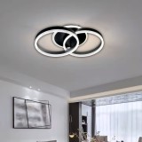 Lustra LED cu telecomanda RIGA ELISABETH, 55W, 2 Cercuri, lumina Rece/Calda/Neutra, Dimabila, Negru