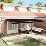 VidaXL Marchiză retractabilă manuală cu LED Neagră 600x350 cm, Fabrică de &icirc;nlocuire pentru marchiză vidaXL pentru cadru de 6x3.5 m Negru
