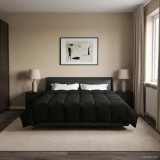 vidaXL Duvet de iarnă Patos Negru 200 x 240 cm Microfibră 42026101
