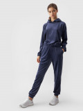 Pantaloni jogger din velur pentru femei - bleumarin, 4F Sportswear