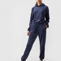 Pantaloni jogger din velur pentru femei - bleumarin